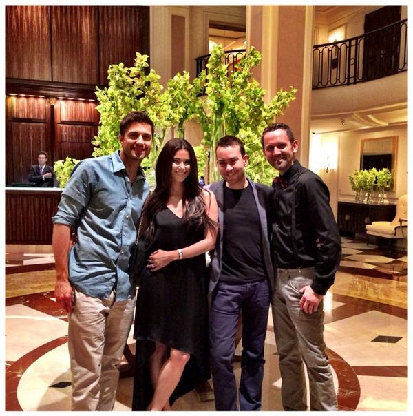 Drinks with <a href="/23Parker23/">Darcy Wiebe</a> <a href="/EricWinter1/">Eric Winter</a> <a href="/Roselyn_Sanchez/">Roselyn Sanchez</a> #BeverlyWilshire #BeverlyHills