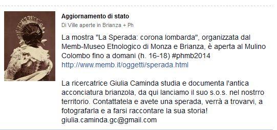 DistrettoMB's tweet photo. Cercasi #Sperada, @giuliacaminada studia e ricerca l'antico ornamento brianzolo se ne avete contattatela #phmb2014 http://t.co/ksSDR5HWrm