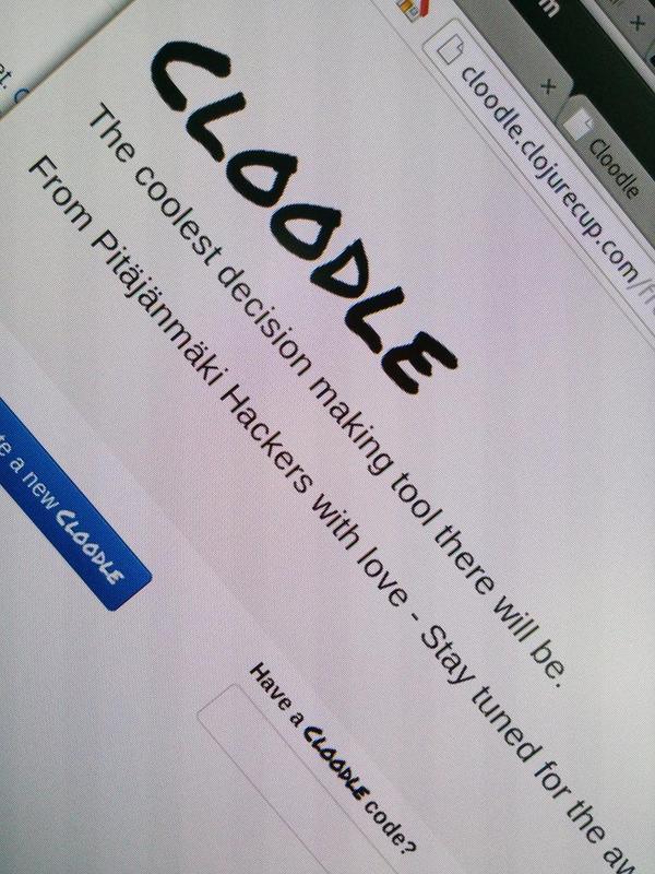 jlemm's tweet image. First draft finally live after tiresome configuration issues! Need food. #clojurecup