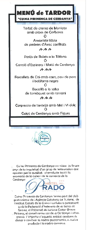 Nova proposta per degustar: 
nou menú gastronòmic de tardor "cuina pirinenca de Cerdanya".#hotelgastronomic