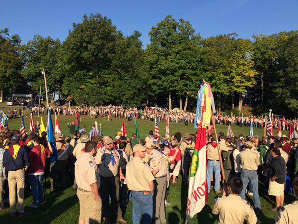 ScouterYves's tweet image. 1st West Carleton Troop with 7th Kanata Troop and Company at Brotherhood Camporee for opening ceremony