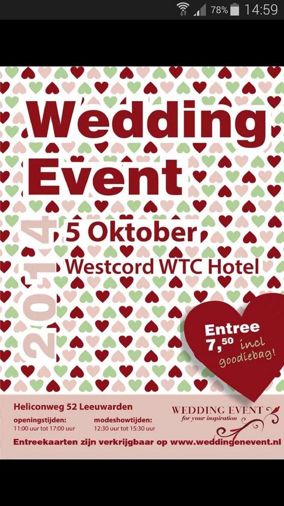 Zondag 5 okt #Weddingevent #Leeuwarden Wij staan er ook met de mooiste bruidsversieringen!! <a href="/BruidsbeursInfo/">WeddingEvent</a>