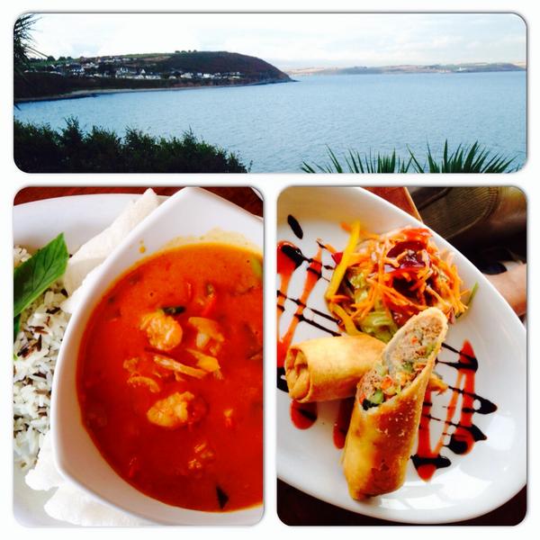 tazb17's tweet photo. Gorgeous views & food as always at @Bunnyconnellan 👍👍
#Myrtleville #Cork
#DuckSpringRoll #PrawnRedThaiCurry 🍴🍷😋 http://t.co/NLhZF8Z7IC