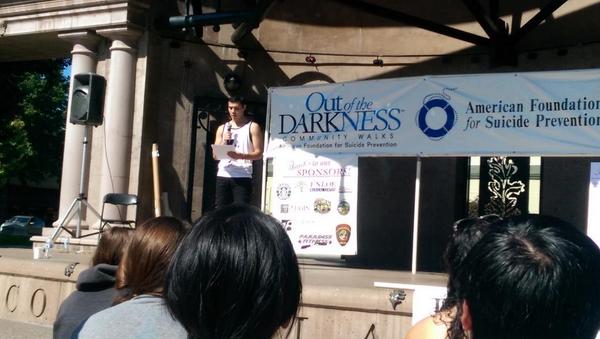 SchreiberEvan's tweet image. #OutOfTheDarkness: @chicostate student and #Pride member Reyes Arreola with a captivating speech. #SuicidePrevention