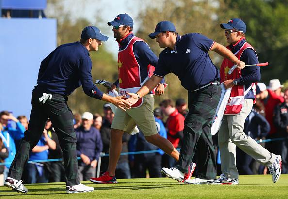 Spieth/Reed are the only bright spot for the U.S. They're 2 up on Rose/Kaymer after a birdie at 10. #RyderCup