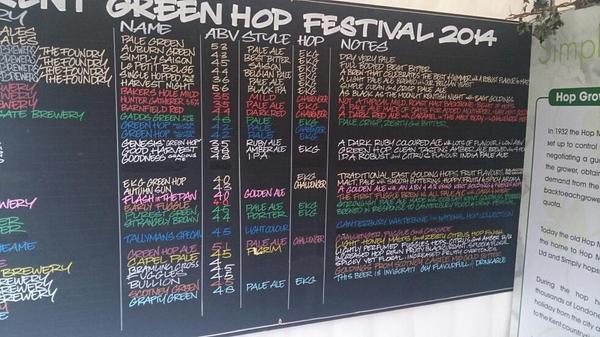 plottingup's tweet image. So far we've tried 18 of this year's green hop ales at #canterburyfoodfest. Still a few left for tomorrow.