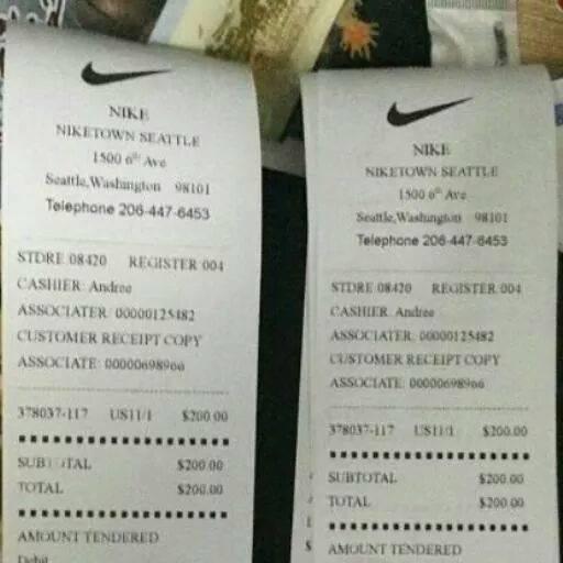 nike store nyc receipt