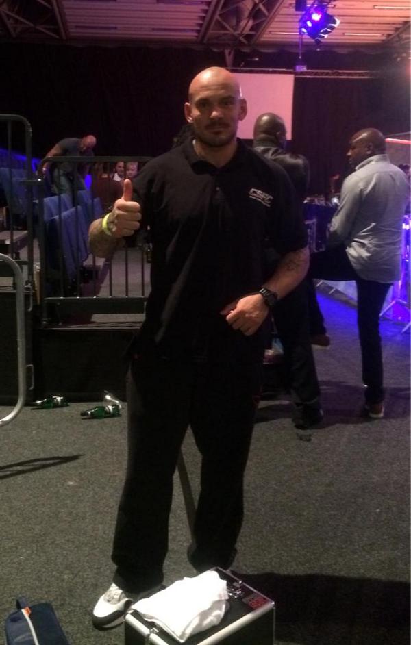 xsguard's tweet photo. Was this the hardest working man at @CombatSportFC ##CSFC9 ? @cutmansheldon looking after the fighters. #ukmma http://t.co/G3KbArWdpY