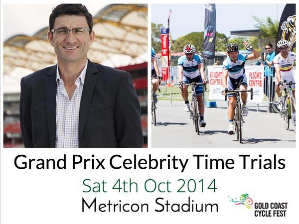 GCCycleFest's tweet photo. Our own AFL legend, Travis Auld, will be riding his final lap @MetriconStadium at the Grand Prix Celebrity. http://t.co/vZr38KNZ5o