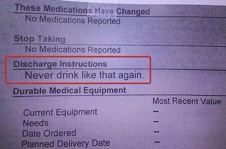 AutumnMistDance's tweet photo. Best ER discharge instructions ever! Haha! 😂 #MedicalAdvice #DischargeInstructions http://t.co/iKHLomZgy5