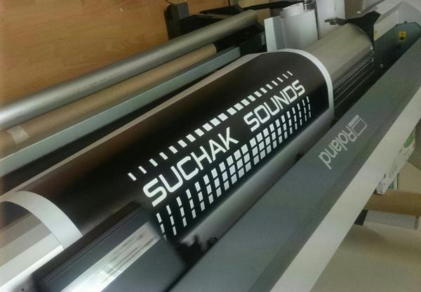 SuchakSounds's tweet photo. Printing in progress - our new banner. Thanks to Fingerprint Ltd in Leicester #outstanding #service http://t.co/lUrKvnTlDq