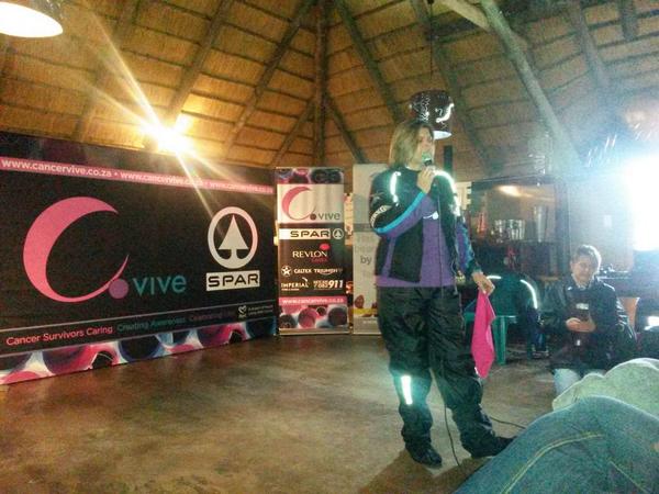 Cancervive's CEO <a href="/janiedup/">Janie du Plessis</a> in Piet Retief... <a href="/RevlonSA/">Revlon South Africa</a> @spar <a href="/TriumphZA/">Triumph Motorcycles</a> @Cancervive_ride