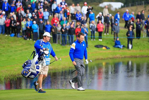RyderCupEurope's tweet photo. ALL SQUARE! Gmac back level with Spieth thru 12. #GoEurope http://t.co/omanzmgqv2