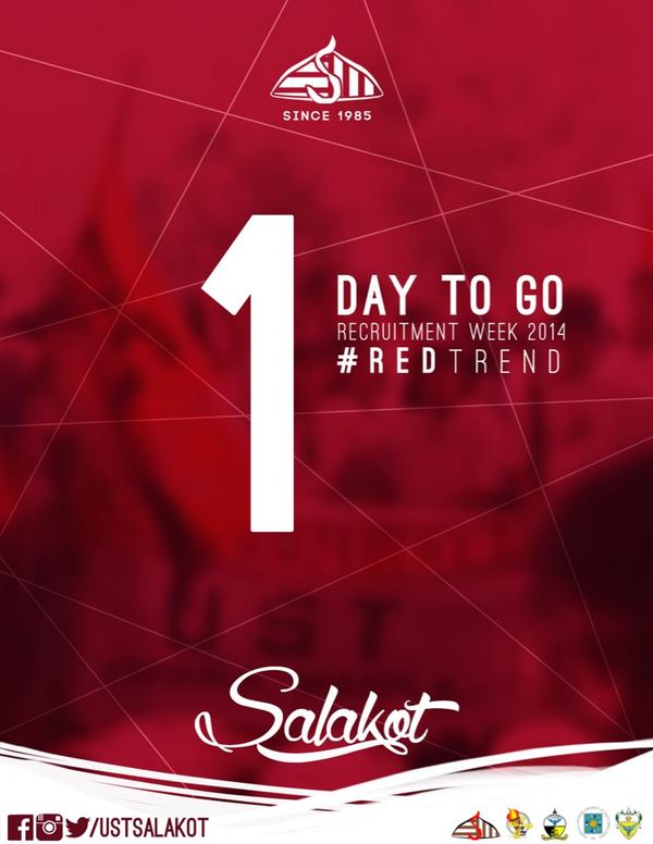 USTsalakot's tweet photo. 1 day to go!!! See you tomorrow Commerce students! Let's start the #REDtrend β€οΈ #happinesS #Recfair http://t.co/ANl6Pmd6OL