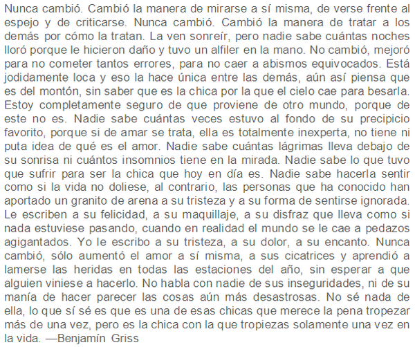 BenjaminGriss's tweet photo. Es la chica con la que tropiezas solamente una vez en la vida. http://t.co/ZBrn113Ddp