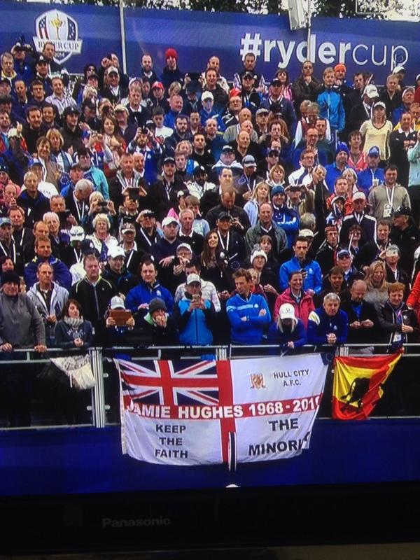 stuart_callum's tweet photo. City fans at Ryder Cup #RyderCup #hullcity http://t.co/QEgcUmQnfU