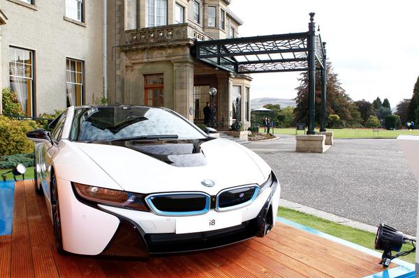 BMWPGA's tweet photo. The innovative #BMWi8 fits comfortably in the beautiful surroundings of @Gleneagleshotel #DriveYourTeam #RyderCup http://t.co/04rh9uglID