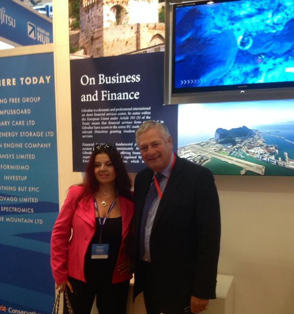 Nara_Hodge's tweet photo. At HM Govt of #Gibraltar stand at #ConservativeConference with Albert A. Poggio OBE -the UK representative. #CPC14 http://t.co/o3gk2r0ggw