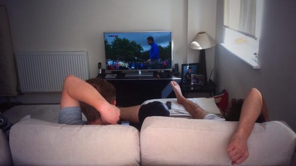 davelukethomas's tweet photo. We will not be moving from this position today #glued #rydercup #comeoneurope @davebirn @AdamDover http://t.co/y8Bai77Fur