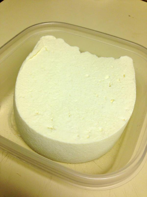 Made new batch of Feta cheese. Higher yield than usual... better milk? #Cheese