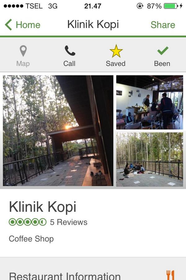 Boleh lho ngisi riview soal klinik kopi di trip advisor tripadvisor.com/Restaurant_Rev…