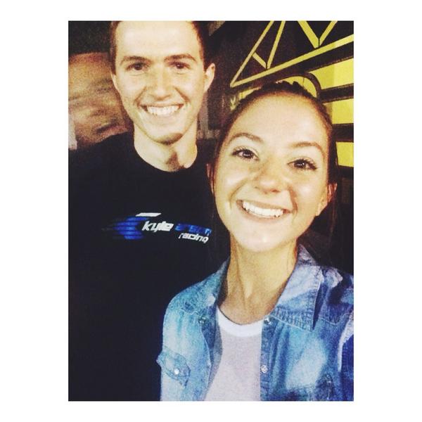 oliviagebhart's tweet photo. #SelfieSunday with @ChaseDietz89 at the dirt classic😁☺️  (we got photo bombed) http://t.co/48GwofTZhE