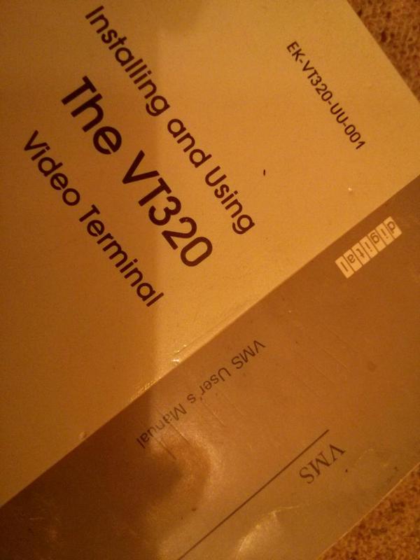 DuncanCorps's tweet photo. I probably don't need these fantastically useful books any longer... #VMS #VMSUsersManual #VT320 http://t.co/RnXc5VU3zE