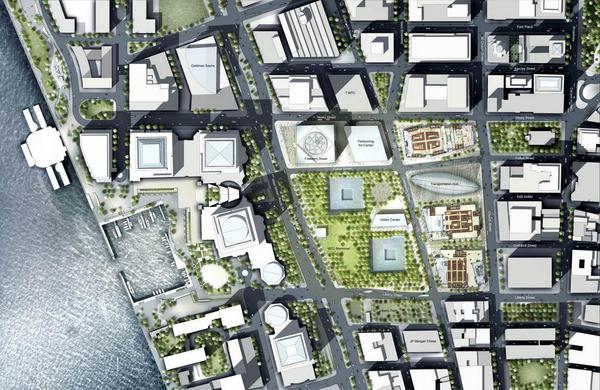 LowerManhattaNY's tweet photo. Plan of the new WTC complex. http://t.co/RuZT1nW4Oo