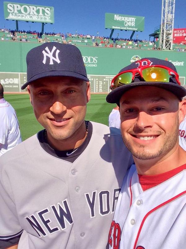SportsCenter on X: Smile! Red Sox P Joe Kelly took a selfie w/ Derek Jeter  during today's ceremony at Fenway Park. (via @JosephKellyJr)   / X