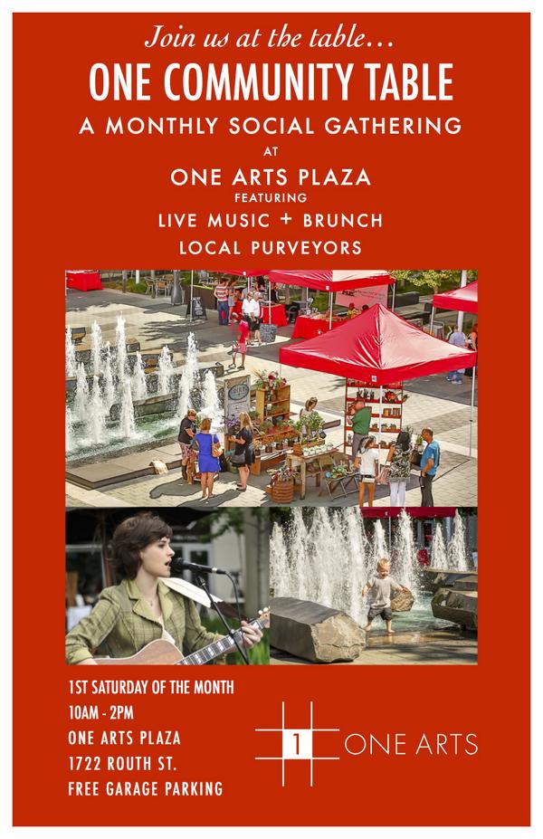 OneArtsPlaza's tweet photo. Looking for something different this weekend? Join us for #OneCommunityTable from 10am-2pm on Sat, Oct 4! #ParkFREE http://t.co/Q9LwKrtun5