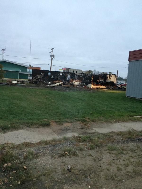 DogRiverDays's tweet photo. @BrentButt @CornerGas Thankfully, no one was was hurt, but the building is gone. The firefighters are still on site http://t.co/49t0hiMcQb