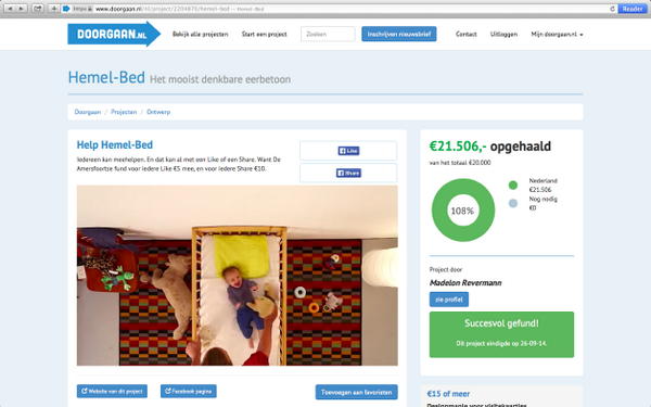 pmheilmann's tweet photo. Great way to end the Dutch #Crowdfunding Week: @Revermann successfully ends #HemelBed campaign! #CrowdFFWD @SocandCo http://t.co/v14fQ5CFrG