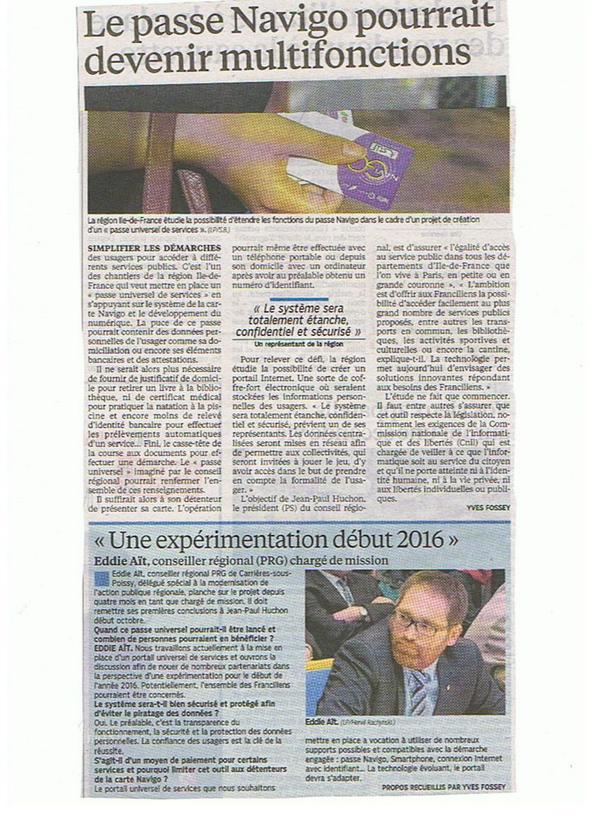 @eddieait_of @PRG_IDF dans @LeParisien_75 'Pour un pass universel de services' #pass #navigo