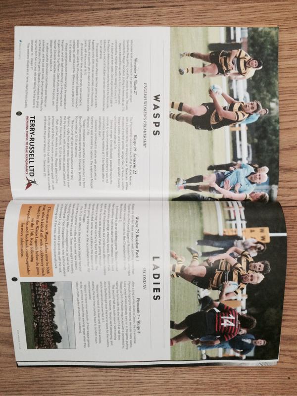 Delighted for @Waspsladies to be featured in @WaspsRugby programme yesterday. Wins for both teams #veryproudsponsor
