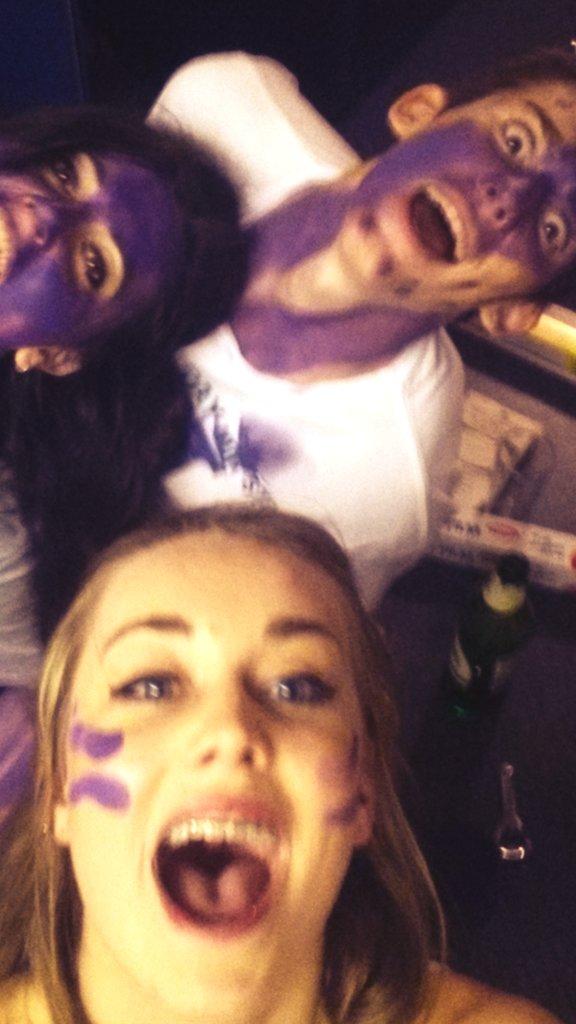 LibertyGandC's tweet photo. Was fun partying with you last night liberty gardeners! Got some great chants going! #BodyPaintParty #PurpleArmy http://t.co/eLVauQBtfW