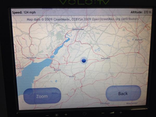 MaccallJim's tweet photo. Well done @GWRail trundling along very nicely in comfort &amp; everything works.  Just worried about our low altitude... http://t.co/ckeg1IGBQ2