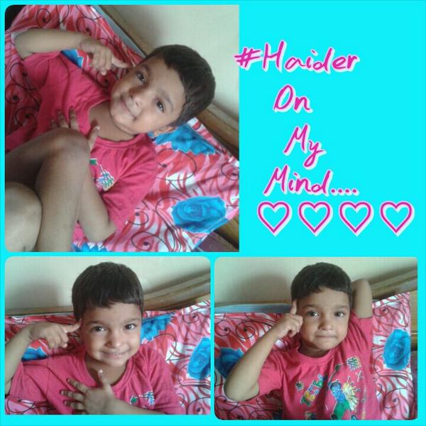 TeamShahidK's tweet photo. Awww! RT @kauserheena26: @shahidkapoor @TeamShahidK my swt lil sis did d #HaiderOnMyMind selfie #haiderfever :) http://t.co/QpGLHyEzTu