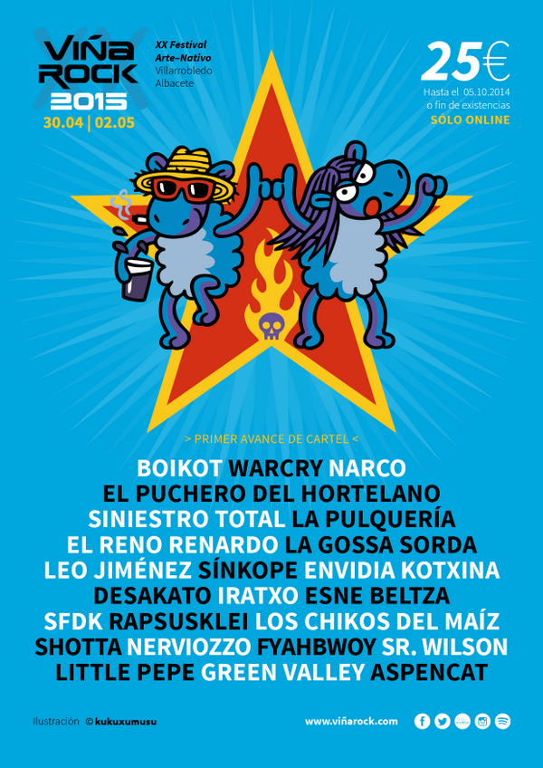 VinaRockOficial's tweet photo. Así queda el cartel de Viña Rock 2015 tras las primeras #ConfirmacionesVR2015 http://t.co/iRibNXVkaY