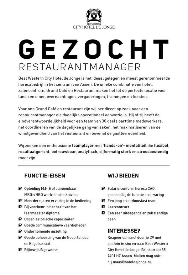 Op zoek naar een nieuwe collega #vacature.
