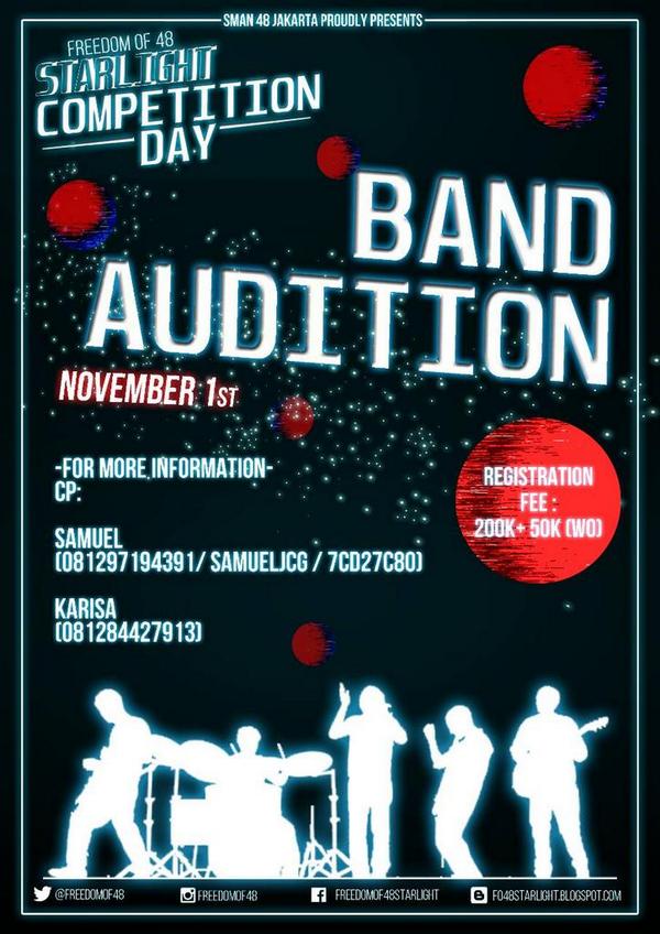 Hai anak Band yg masih SMA, ikuti audisi band Dan dapatkan kesempatan perform di closing <a href="/Freedomof48/">Freedom of 48</a> "starlight"