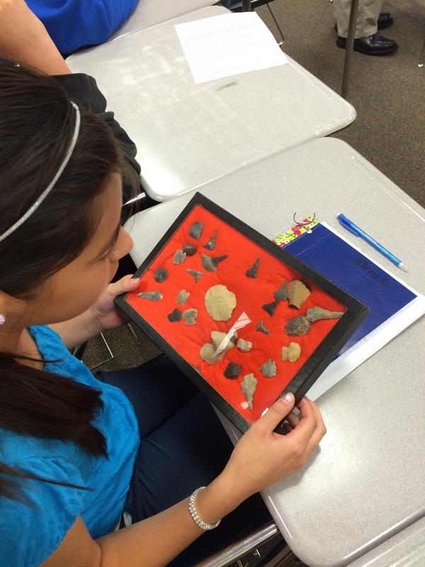 mrs_moores's tweet photo. 8th graders checking out arrow heads &amp;other indian artifacts from classroom visitor, Mr.Rogers #SSin805 @mrs_moores http://t.co/pBgNH87FCn
