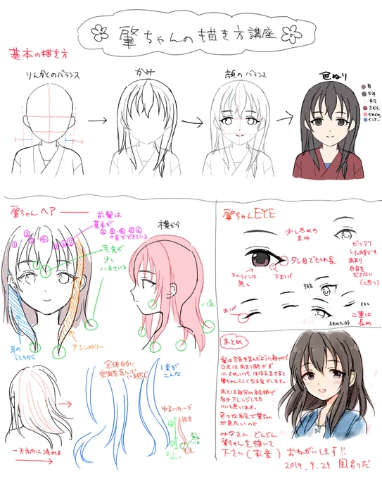 肇ちゃんを描くときに自分がポイントにしてる部分をまとめてみました。手ぬぐい姿はちょっと難しいと思ったので省きました。みんなどんどん肇ちゃんを描いてくだ・・・さい・・・!!! 