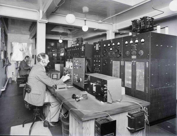Wireless operators at main receiving positions, Portpatrick Radio Station, Dumfries and Galloway, Scotland