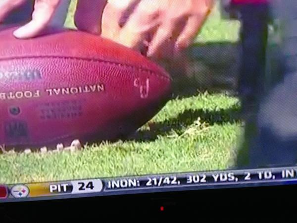 weareretra's tweet photo. Spotted something on a football during the @Jaguars v @Chargers game. @nfl #nflsunday #nfl http://t.co/n8syyqq1Wi