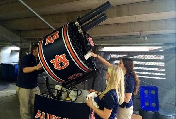 VIDEO: Check out Auburn’s t-shirt Gatling gun in action. cbsprt.co/1uVZzEm