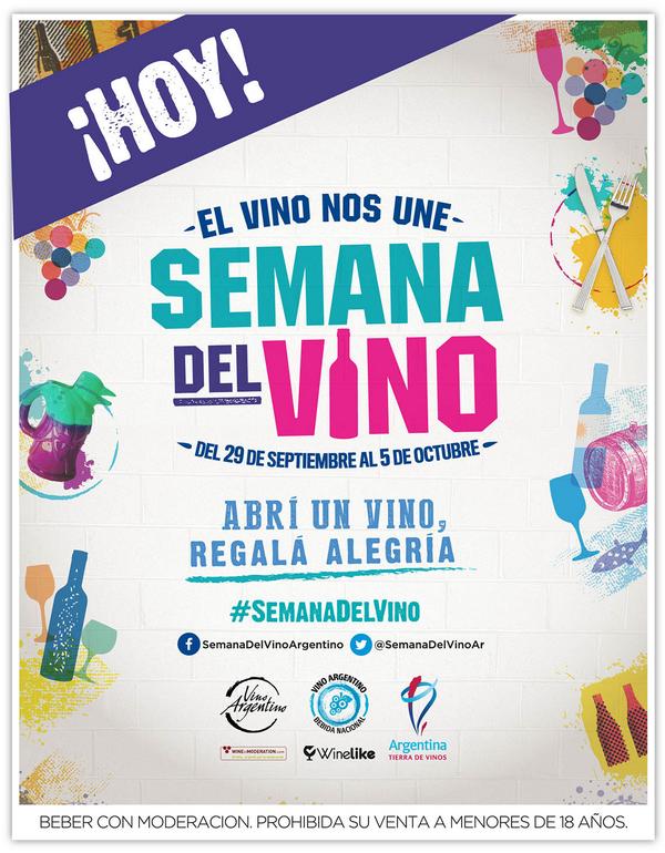 Arrancó la #SemanaDelVino En esta semana celebramos una linda costumbre, celebramos que el vino nos une. ¡Salud!