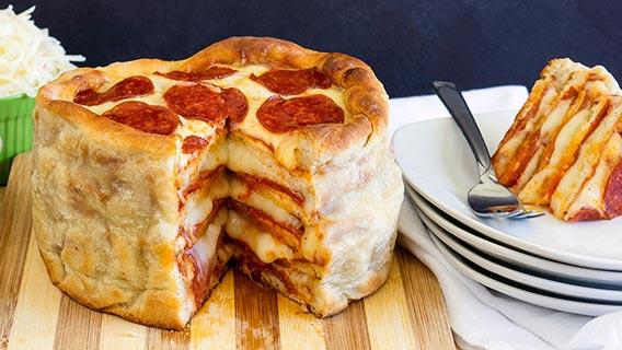 FOXLA's tweet photo. Pizza Cake? Oh yes they did. Easy @Pillsbury recipe looks layers upon layers of incredible: http://t.co/zHFQhKRFir http://t.co/zZVh5Evgc7