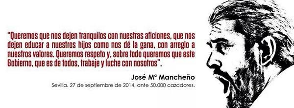 ECODICTADURA's tweet photo. RT @Agallardoromero: Palabras de @jmmanchenoluna en su discurso el sábado 27-S  en Sevilla, ante 50.000 cazadores http://t.co/GiYdU6pugC
