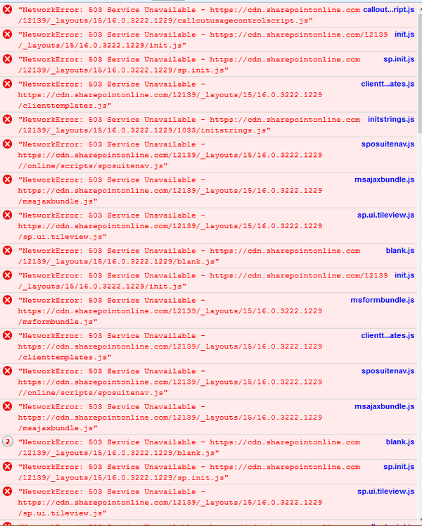 SharpDressed_SP's tweet photo. @Agustin_suarez @Microsoft @SharePoint I've confirmed this in a second tenant. Look at these ERRORS!!! #icantdev http://t.co/i8J0ihMRVm