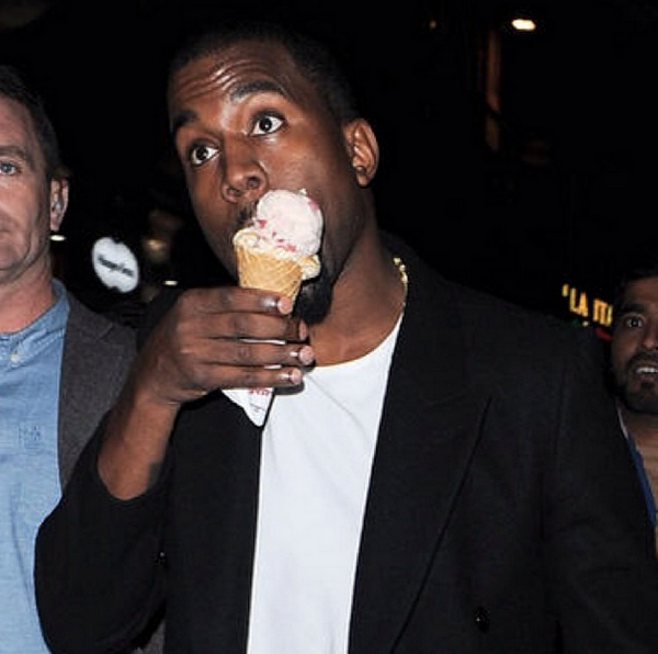 KanyeDoingThing's tweet photo. Kanye eating ice cream. http://t.co/v7vjavFXmO